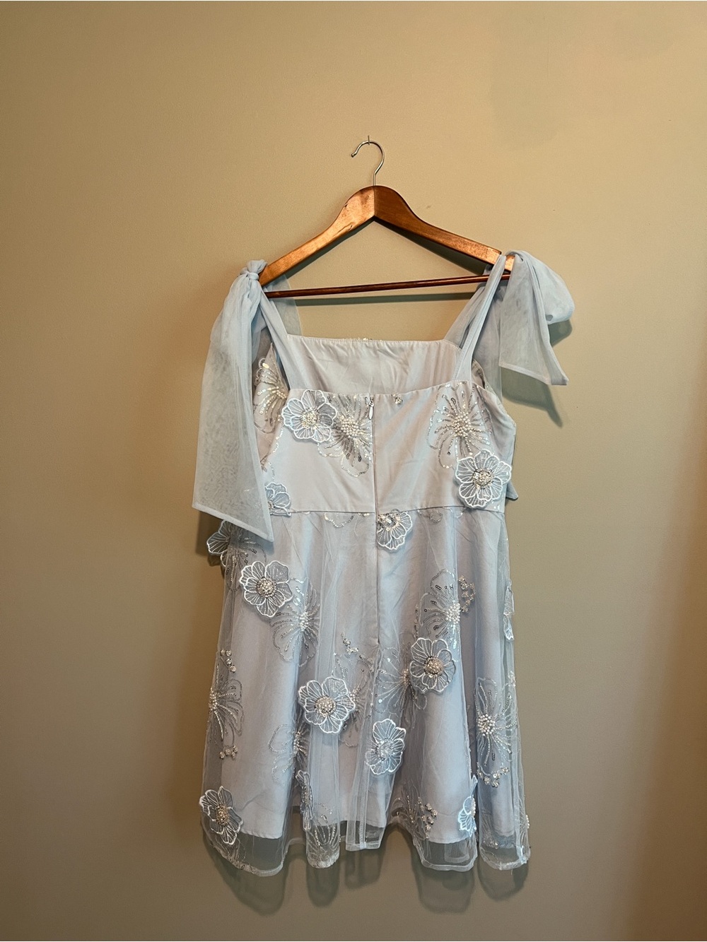 Petal & Pup Light Blue Floral Sequin Mini Dress - Picture 6 of 8